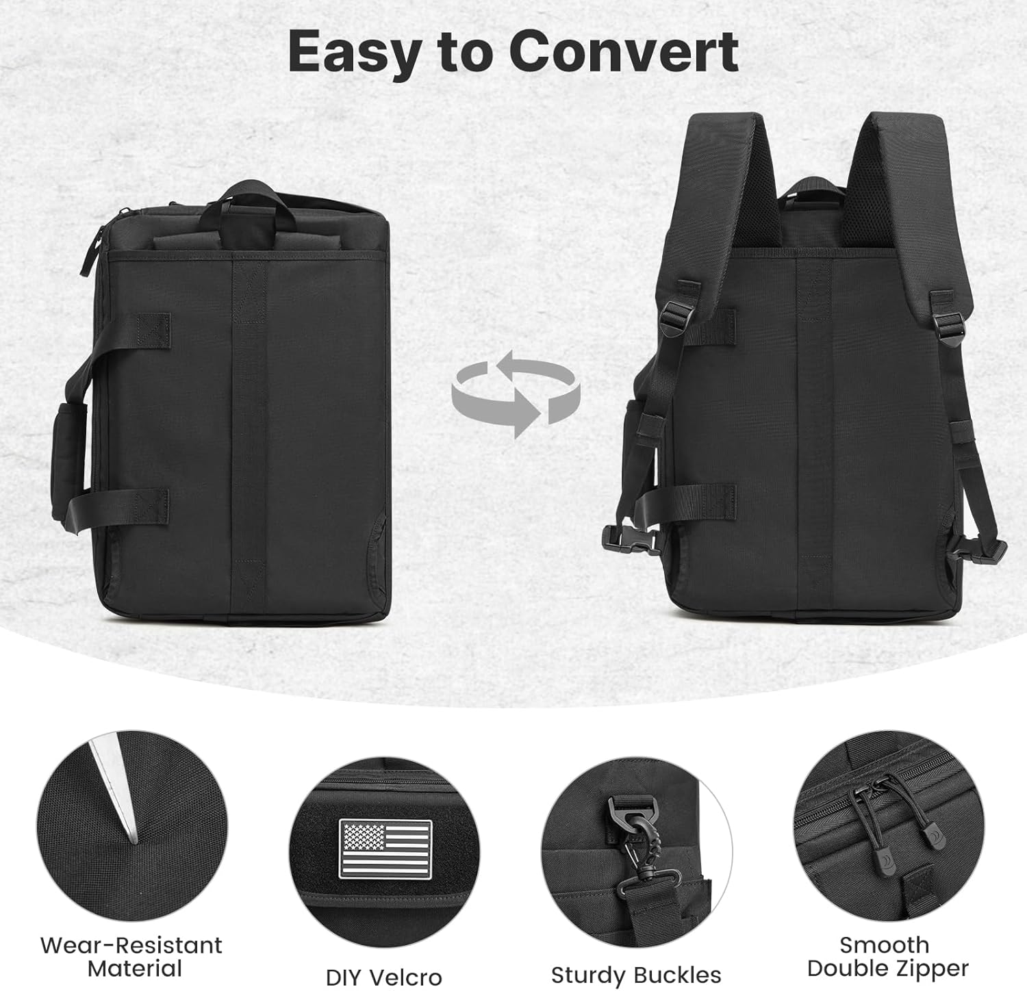 3-in-1 Laptop Messenger Bag - 17.3” Tactical Shoulder Backpack for Men