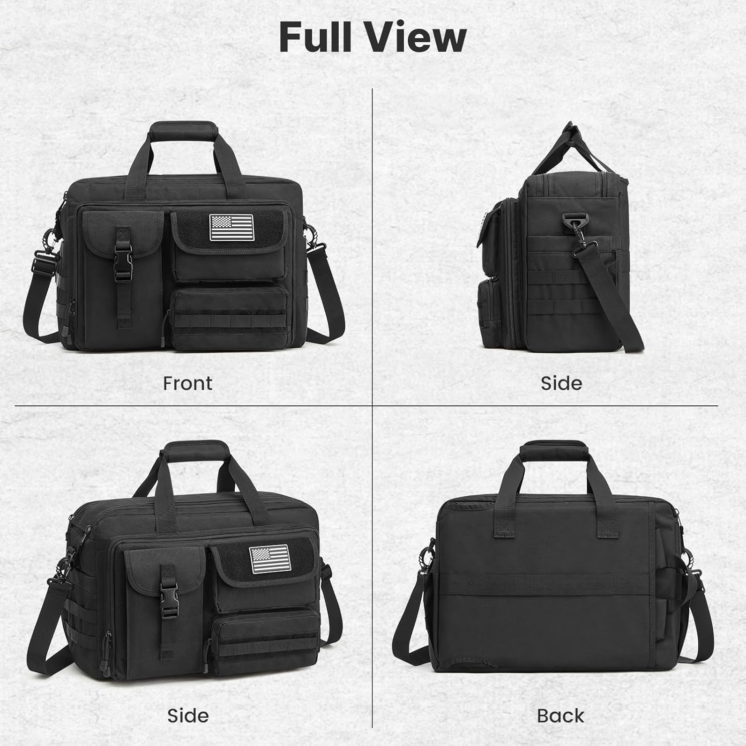 3-in-1 Laptop Messenger Bag - 17.3” Tactical Shoulder Backpack for Men