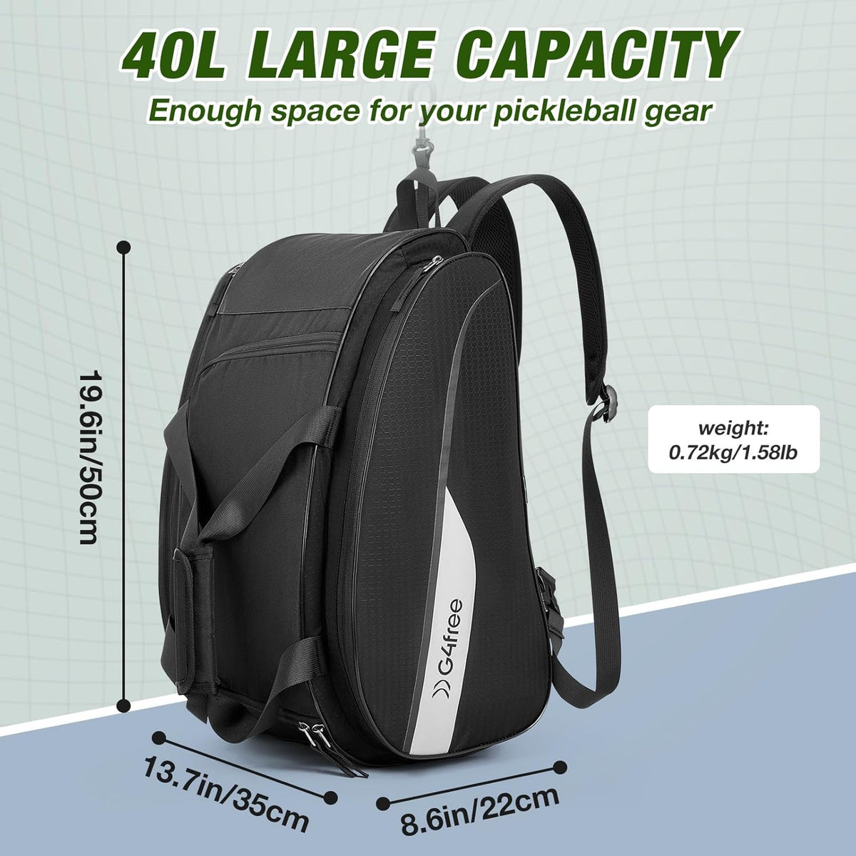 G4Free - G4Free 2-in-1 Pickleball Backpack for 4+ Paddles -TN25B517A-TN25B517B