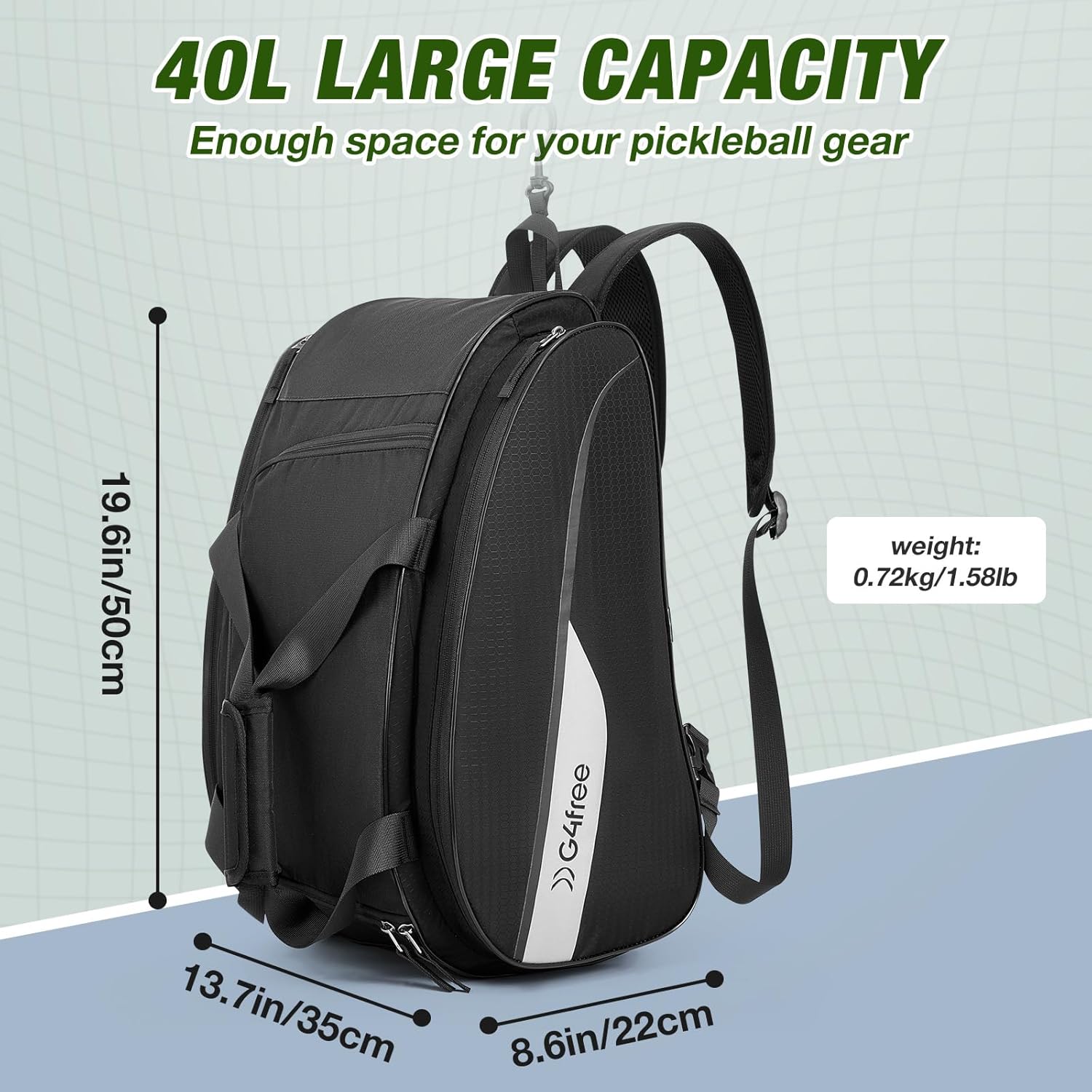 G4Free - G4Free 2-in-1 Pickleball Backpack for 4+ Paddles -TN25B517A-TN25B517B