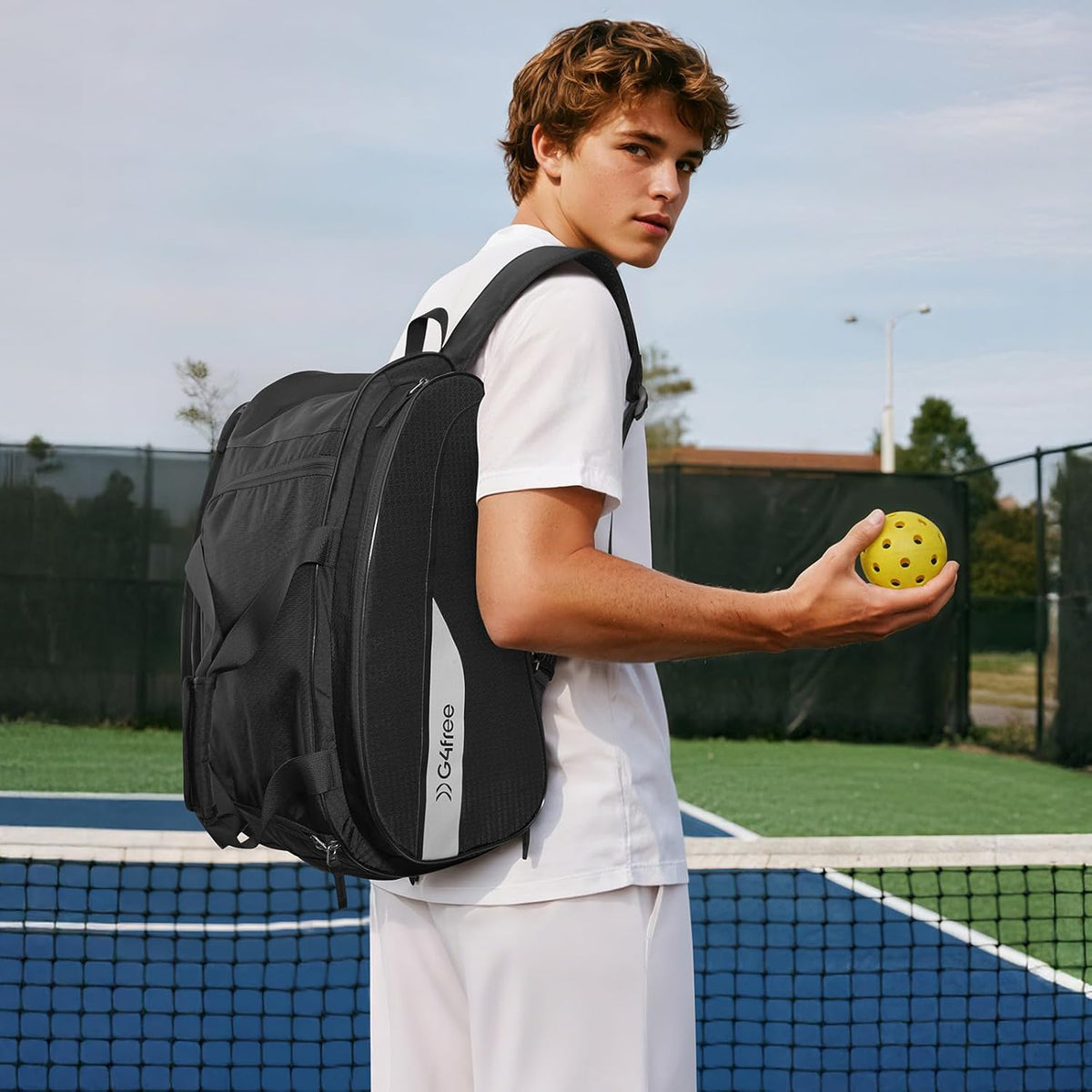 G4Free - G4Free 2-in-1 Pickleball Bag Pickleball Backpack Pickle Ball Bag Holds 4+ Paddles with Fence Hook Thermal Insulation Compartment -TN25B517A-TN25B517B