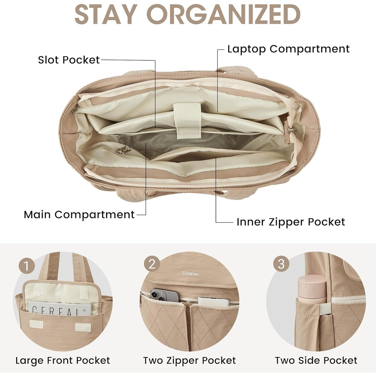 G4Free - G4Free 2 in 1 Tote Backpack Fits 15" Laptop, Women Bag Daypack -TN24B475A-TN24B475C-TN24B475B