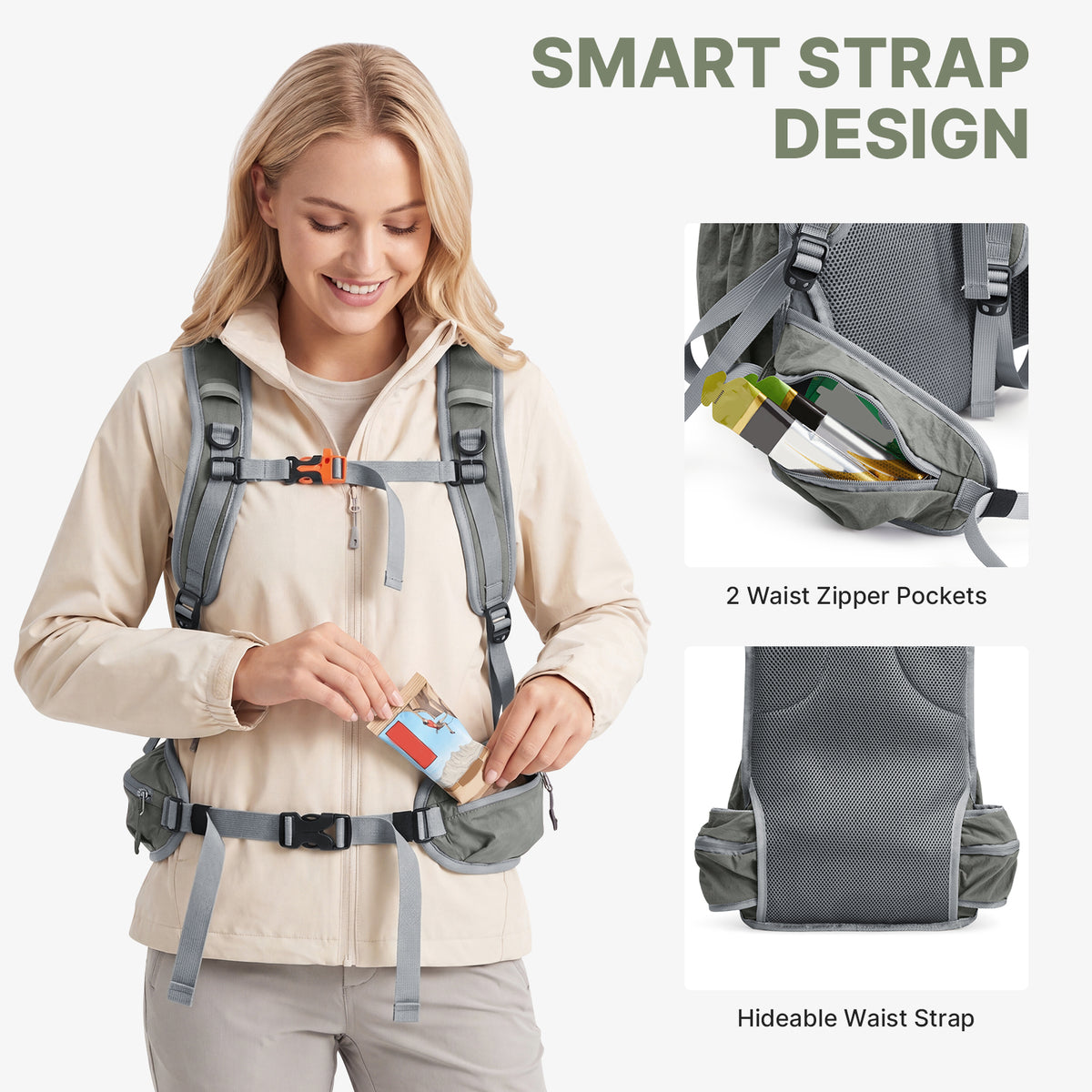 G4Free - G4Free 20L Lightweight Hiking Backpack with Waist Strap -TN25B615A-TN25B615B-TN25B615C