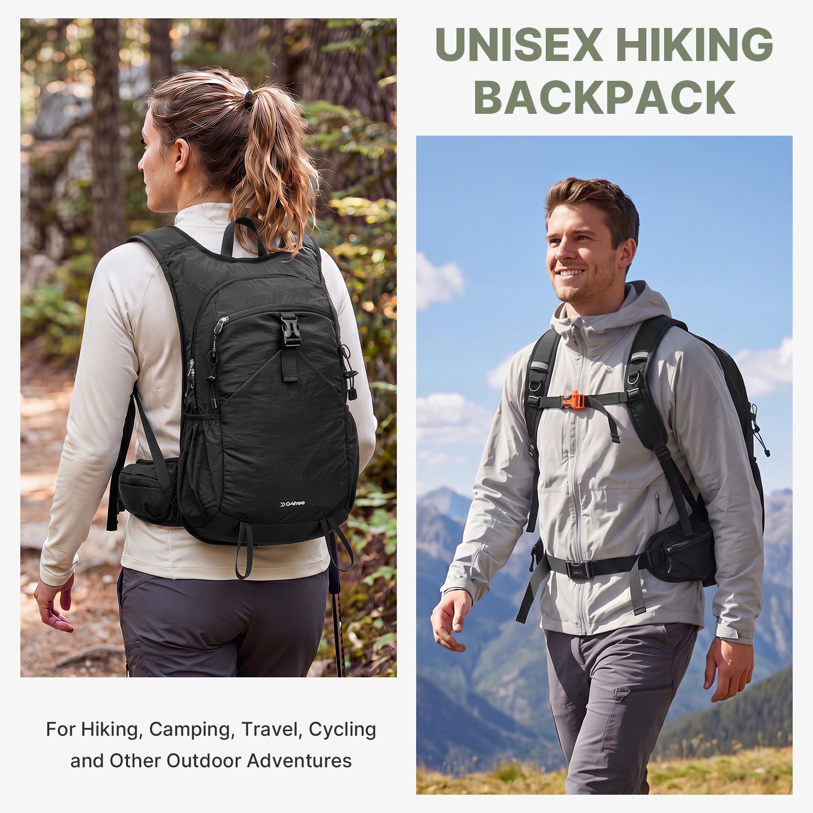 G4Free - G4Free 20L Lightweight Hiking Backpack with Waist Strap -TN25B615A-TN25B615B-TN25B615C