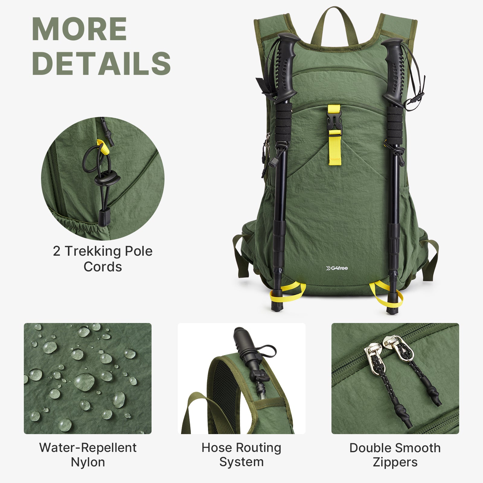 G4Free - G4Free 20L Lightweight Hiking Backpack with Waist Strap -TN25B615A-TN25B615B-TN25B615C