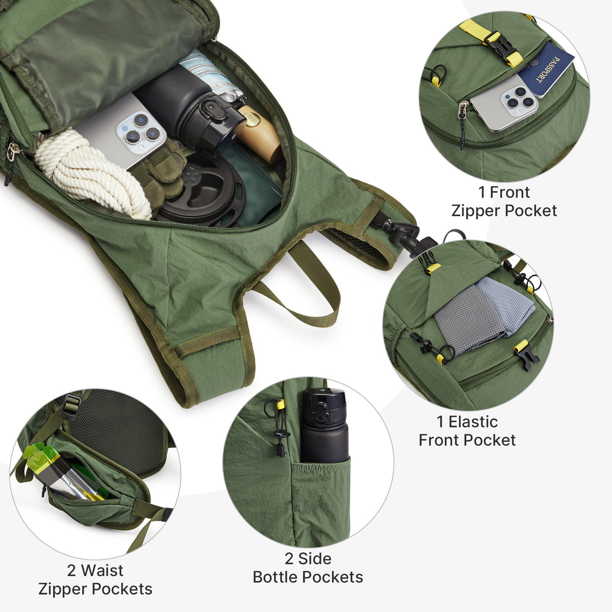 G4Free - G4Free 20L Lightweight Hiking Backpack with Waist Strap -TN25B615A-TN25B615B-TN25B615C