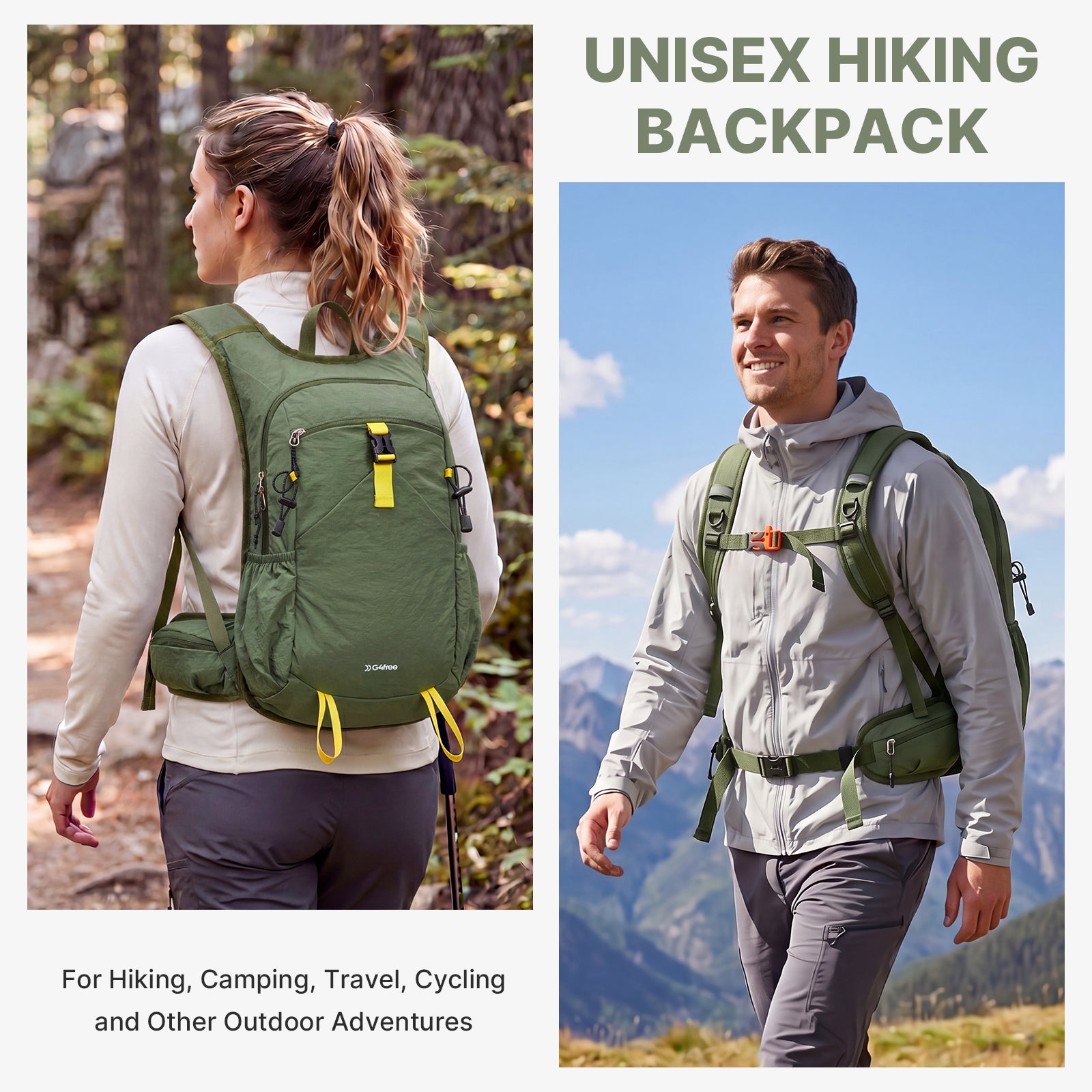 G4Free - G4Free 20L Lightweight Hiking Backpack with Waist Strap -TN25B615A-TN25B615B-TN25B615C