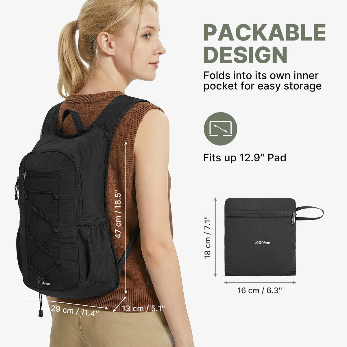 G4Free - G4Free 20L Lightweight Packable Hiking Daypack with Phone Pocket -TN25B613A-TN25B613B-TN25B613C-TN25B613D