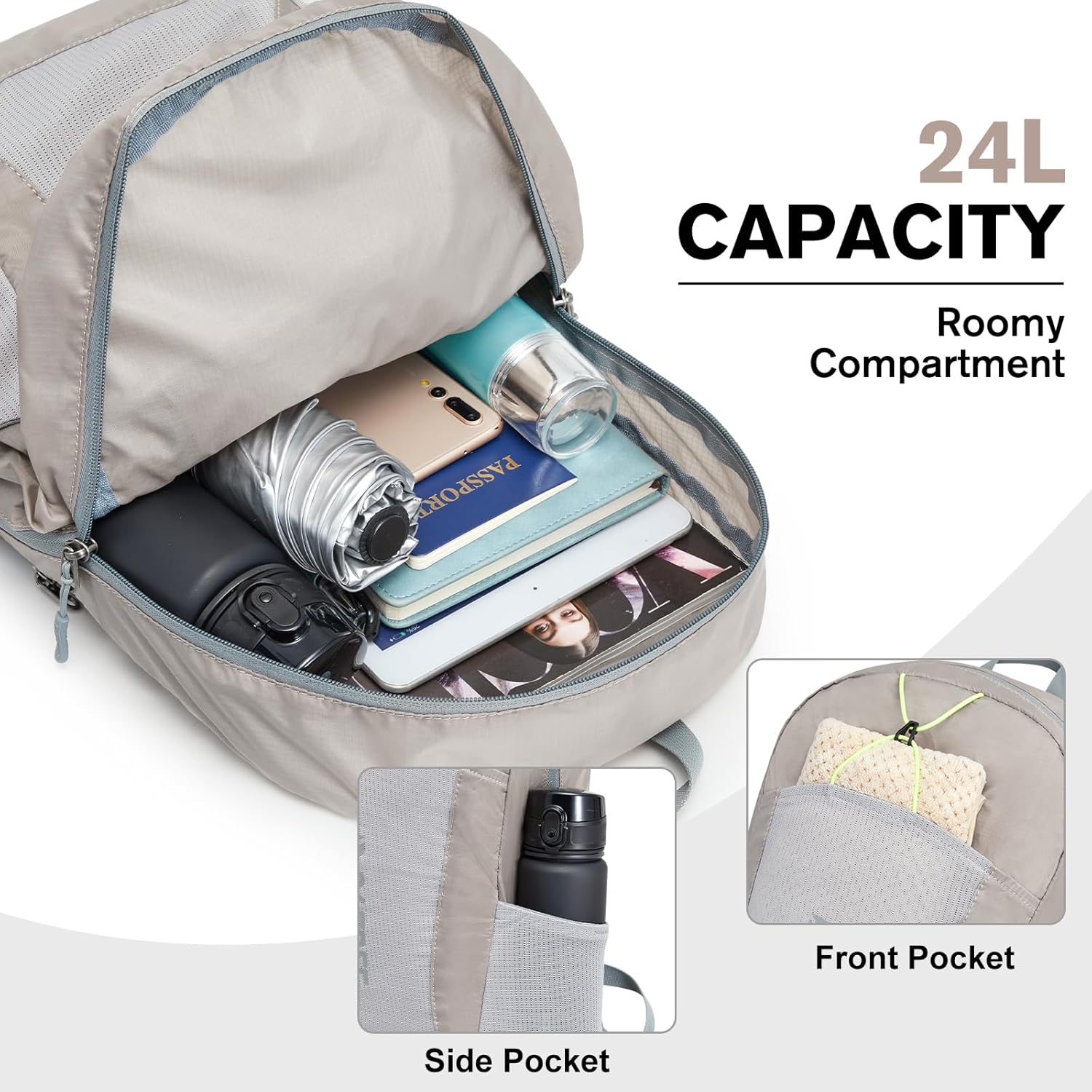 24L Packable Hiking Backpack - Lightweight Water-Resistant for Men & Women 24L Packable Hiking Backpack - Lightweight Water-Resistant for Men & Women