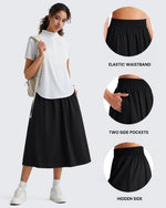 G4Free - G4Free 29" High Waisted Midi Skirt with Pockets UPF 50+ Quick Dry -GF26S960A001A-S-GF26S960A001B-M-GF26S960A001C-L-GF26S960A001D-XL-GF26S960A001F-XS
