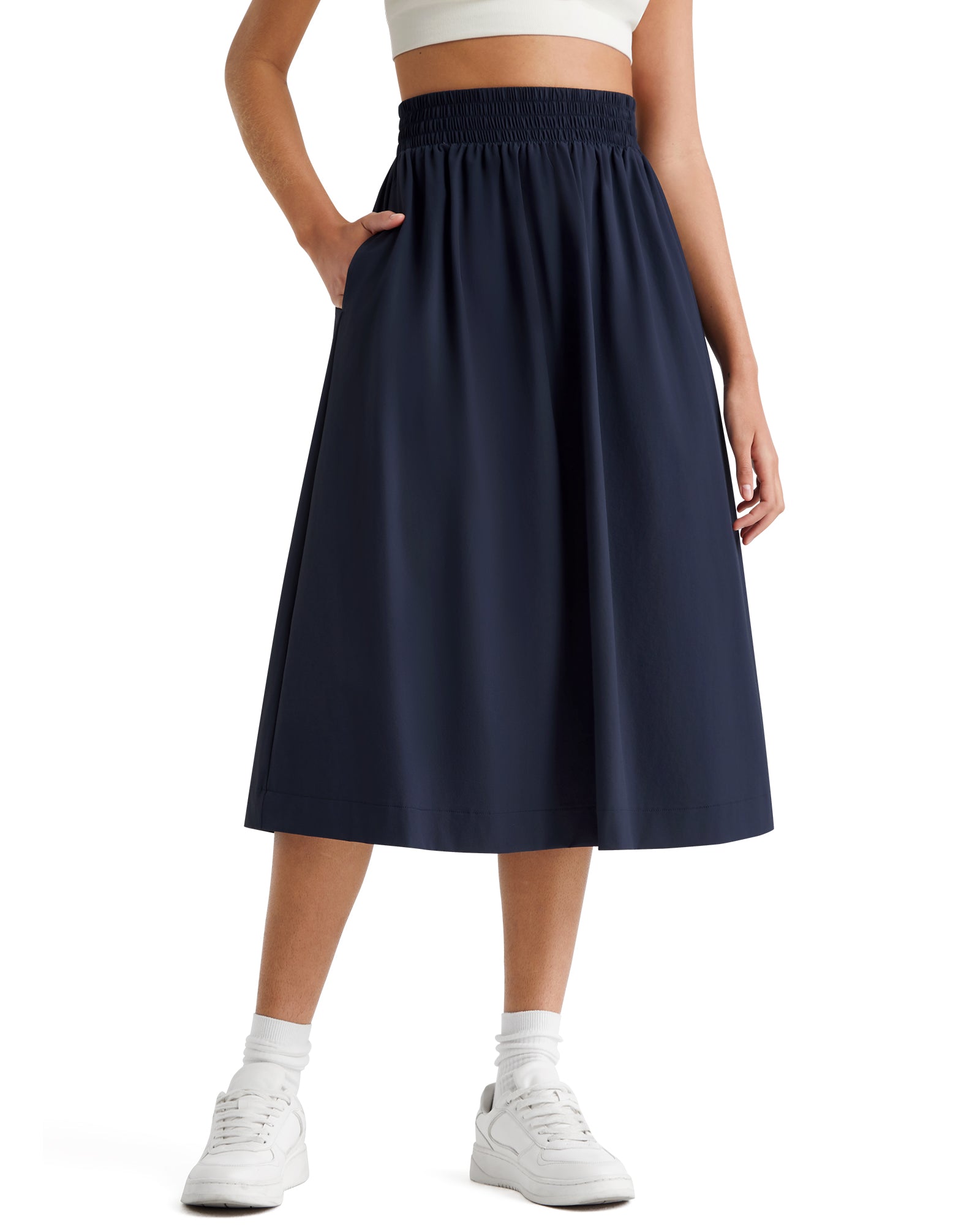 G4Free - G4Free 29" High Waisted Midi Skirt with Pockets UPF 50+ Quick Dry -GF26S960A001A-S-GF26S960A001B-M-GF26S960A001C-L-GF26S960A001D-XL-GF26S960A001F-XS