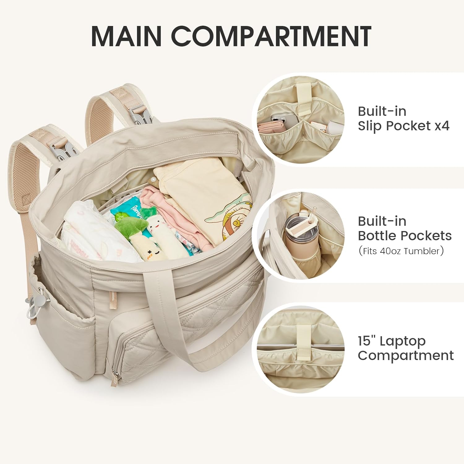 G4Free - G4Free 3 in 1 Diaper Bag with Insulated Pockets Baby Backpack -TN25B567A-TN25B567B-TN25B567D-TN25B567C