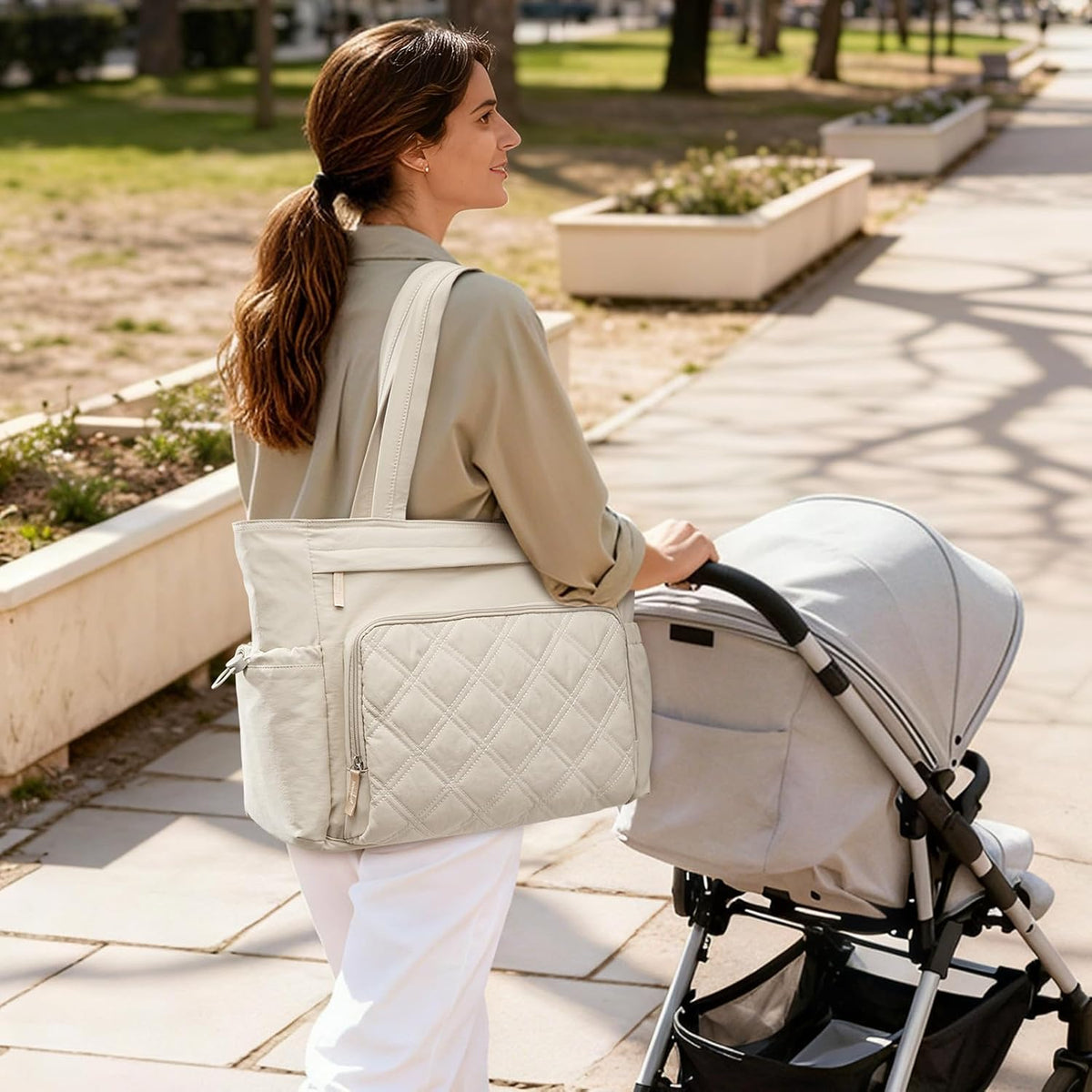 G4Free - G4Free 3 in 1 Diaper Bag with Insulated Pockets Baby Backpack for Women Men Toddler Diaper Tote with Stroller Buckle Travel Work-Beige -TN25B567A-TN25B567B-TN25B567D-TN25B567C