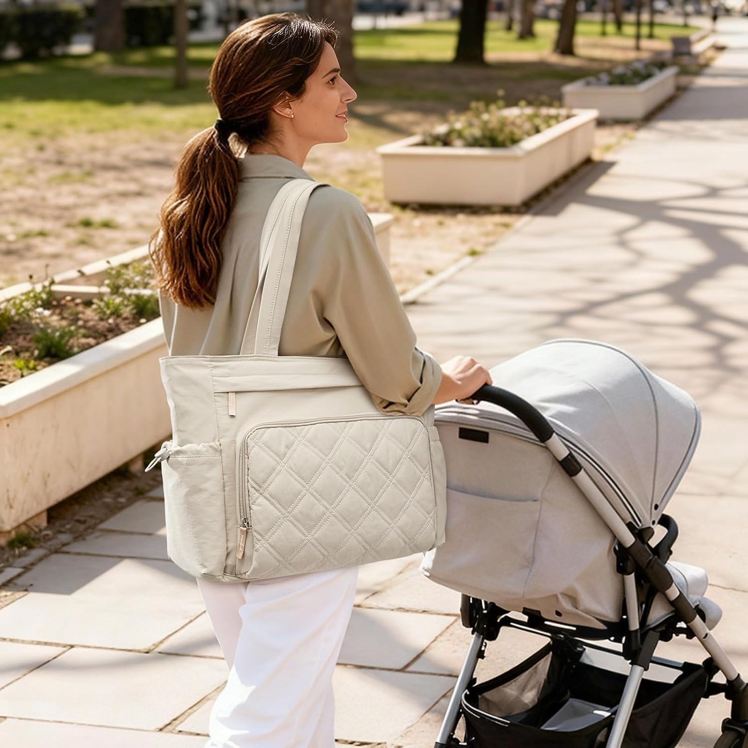 G4Free - G4Free 3 in 1 Diaper Bag with Insulated Pockets Baby Backpack for Women Men Toddler Diaper Tote with Stroller Buckle Travel Work-Beige -TN25B567A-TN25B567B-TN25B567D-TN25B567C