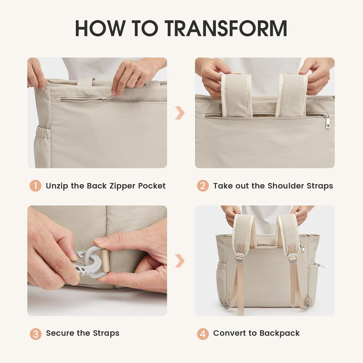 G4Free - G4Free 3 in 1 Diaper Bag with Insulated Pockets Baby Backpack for Women Men Toddler Diaper Tote with Stroller Buckle Travel Work-Beige -TN25B567A-TN25B567B-TN25B567D-TN25B567C