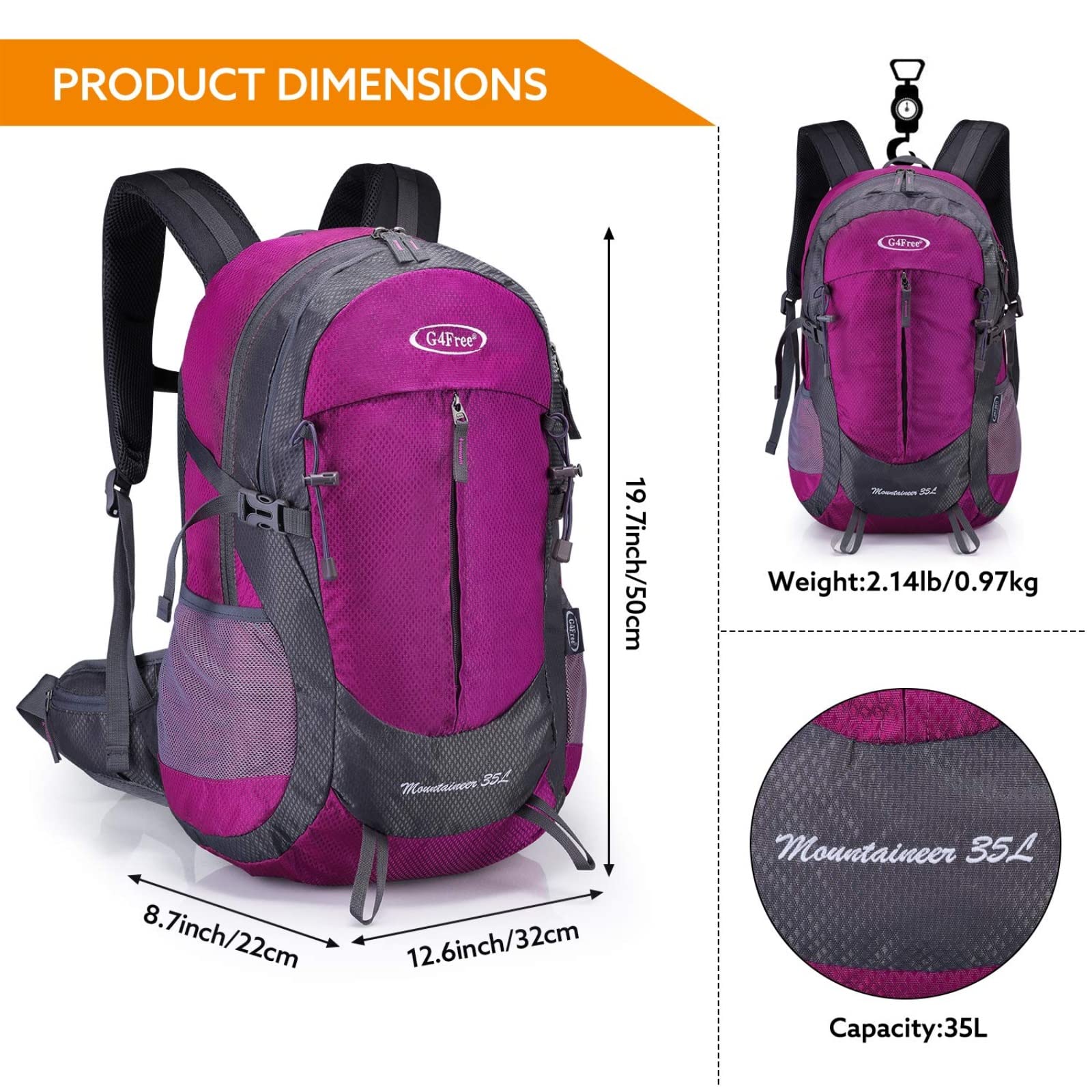 G4Free 35L Outdoor Sports Travel Daypack with Rain Cover G4Free 35L Outdoor Sports Travel Daypack with Rain Cover