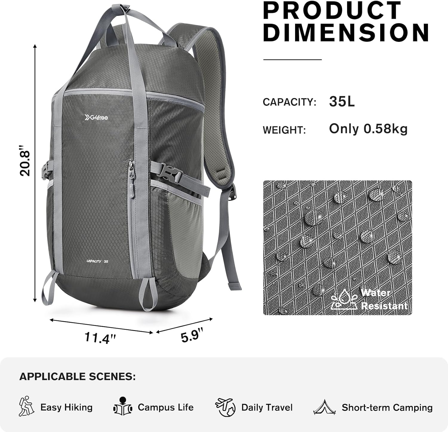 backpack 35l for women travel 35L Waterproof Hiking Backpack - Travel Daypack for Men & Women