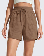 G4Free - G4Free 4" High Waisted Casual Shorts with Pockets -GF26E847A001A-S-GF26E847A001B-M-GF26E847A001C-L-GF26E847A001D-XL-GF26E847A001E-XXL