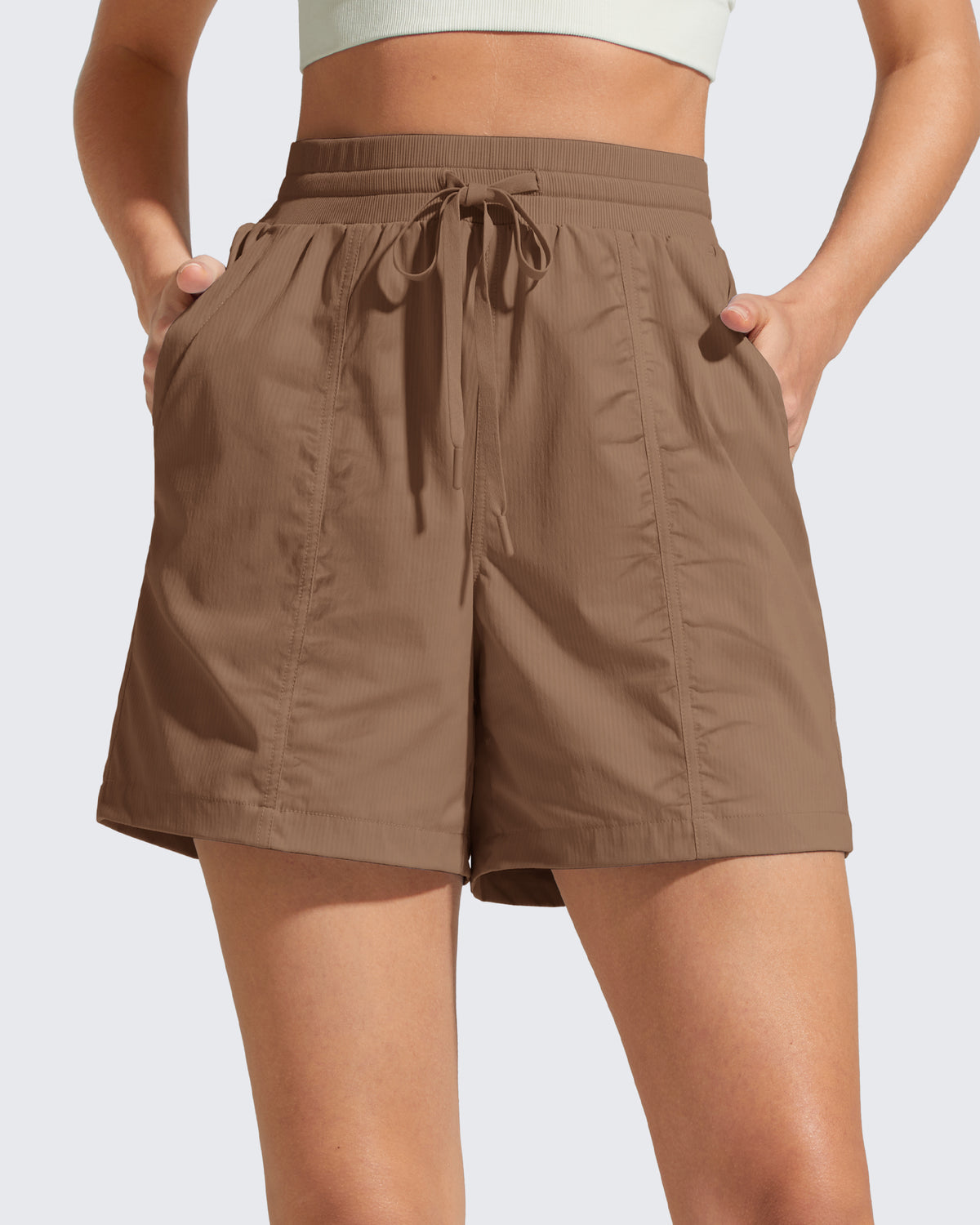 G4Free - G4Free 4" High Waisted Casual Shorts with Pockets -GF26E847A001A-S-GF26E847A001B-M-GF26E847A001C-L-GF26E847A001D-XL-GF26E847A001E-XXL