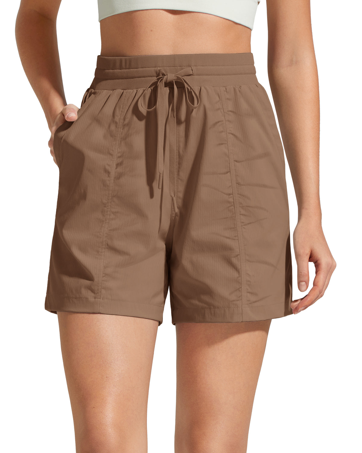 G4Free - G4Free 4" High Waisted Casual Shorts with Pockets -GF26E847A001A-S-GF26E847A001B-M-GF26E847A001C-L-GF26E847A001D-XL-GF26E847A001E-XXL
