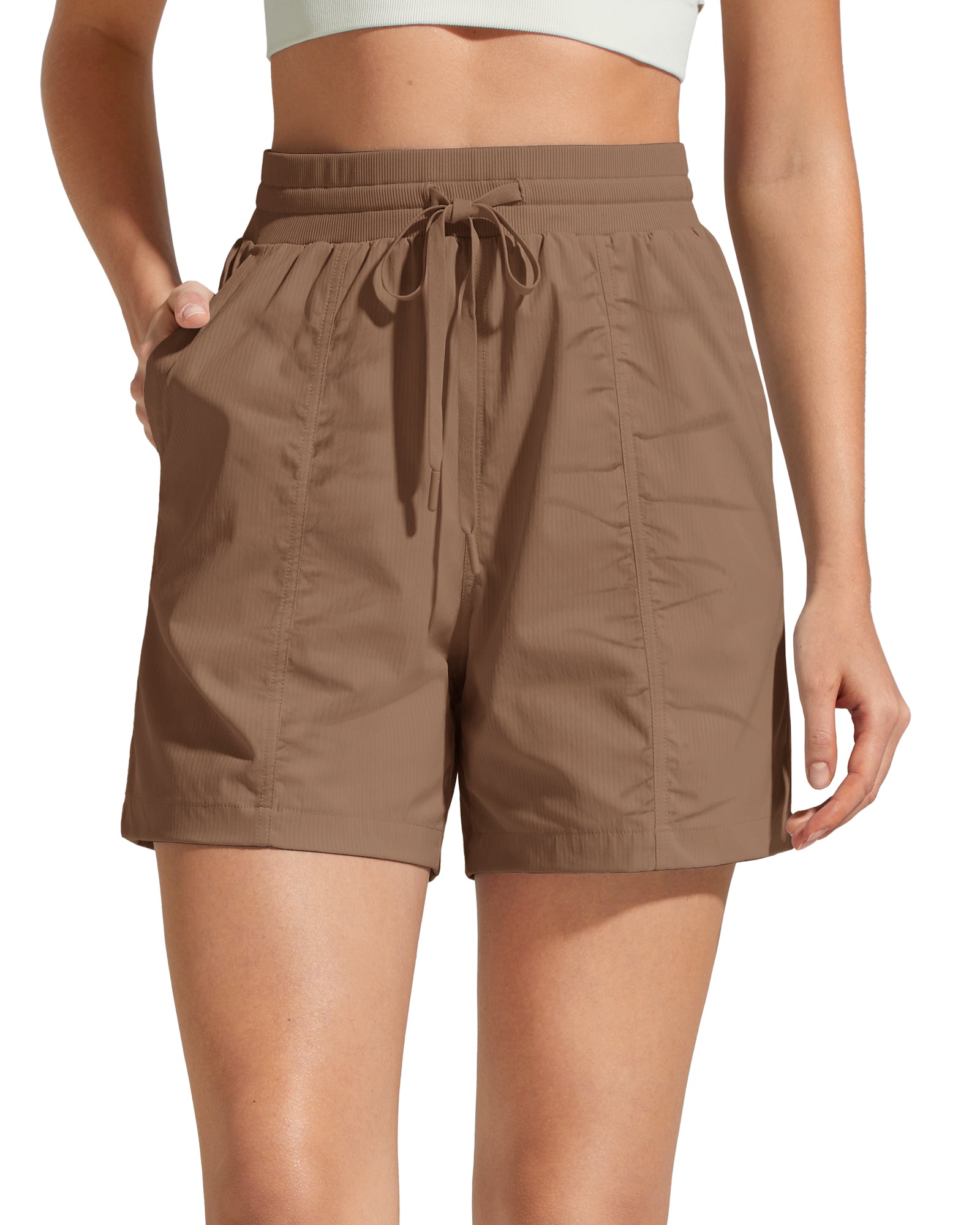 G4Free - G4Free 4" High Waisted Casual Shorts with Pockets -GF26E847A001A-S-GF26E847A001B-M-GF26E847A001C-L-GF26E847A001D-XL-GF26E847A001E-XXL