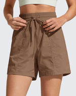 G4Free - G4Free 4" High Waisted Casual Shorts with Pockets -GF26E847A001A-S-GF26E847A001B-M-GF26E847A001C-L-GF26E847A001D-XL-GF26E847A001E-XXL