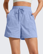 G4Free - G4Free 4" High Waisted Casual Shorts with Pockets -GF26E847A001A-S-GF26E847A001B-M-GF26E847A001C-L-GF26E847A001D-XL-GF26E847A001E-XXL