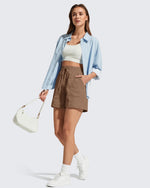 G4Free - G4Free 4" High Waisted Workout Shorts with Pockets -GF26E847A001A-S-GF26E847A001B-M-GF26E847A001C-L-GF26E847A001D-XL-GF26E847A001E-XXL