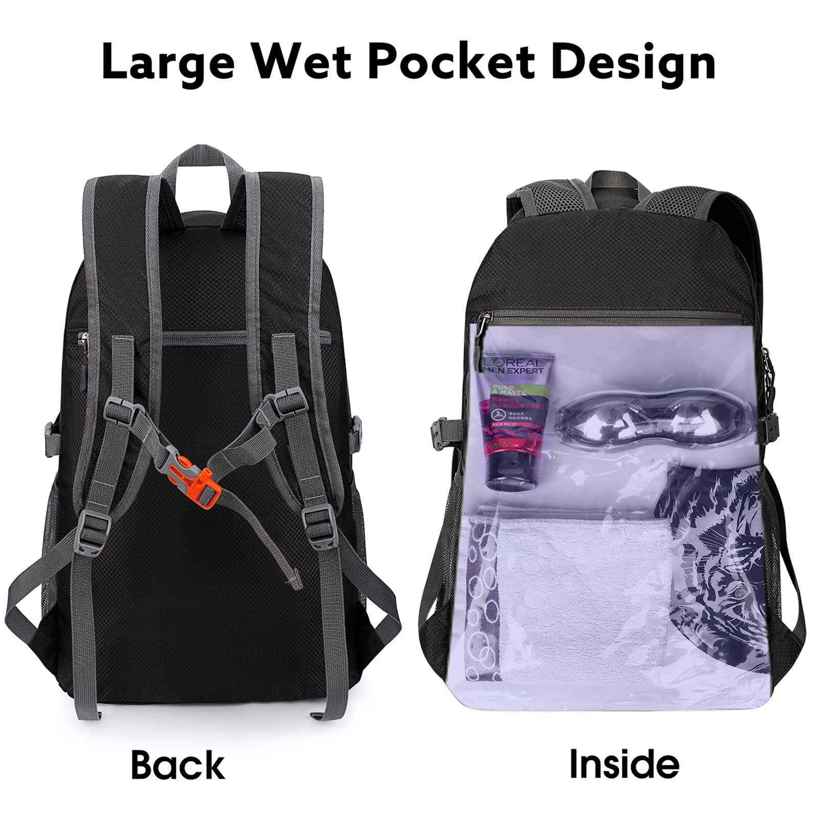 amazon g4free 40l lightweight packable durable travel hiking backpack 40L Packable Hiking Backpack - Lightweight for Travel & Hikes