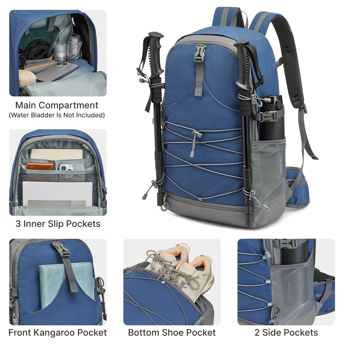 G4Free - G4Free 40L Lightweight Travel Backpack with Rain Cover -TN26B623A-TN26B623B-TN26B623C