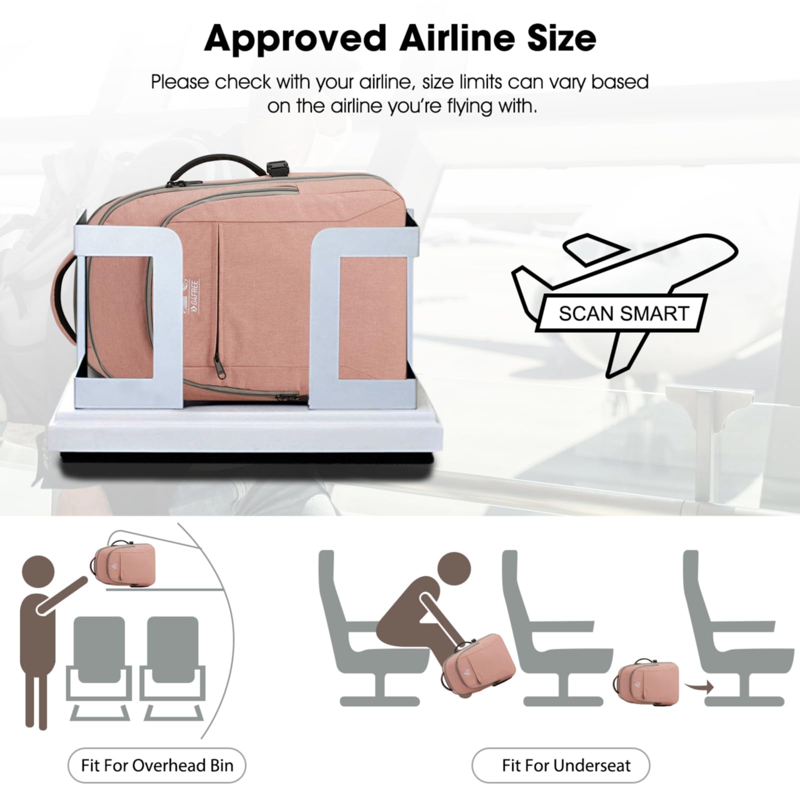 G4Free - G4Free 40l Carry On Waterproof  Travel Backpack For Women Men -TN23B188A