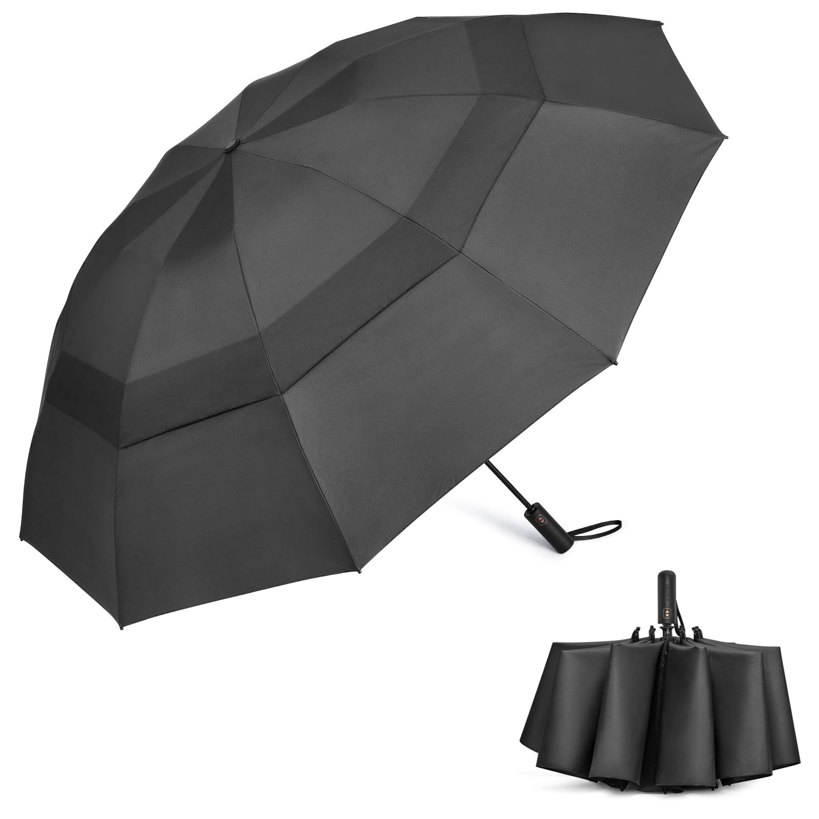 G4Free - G4Free 42/46/54/62 Inch 10 Ribs Windproof for Rain Double Canopy Auto Umbrella -NT24A453F
