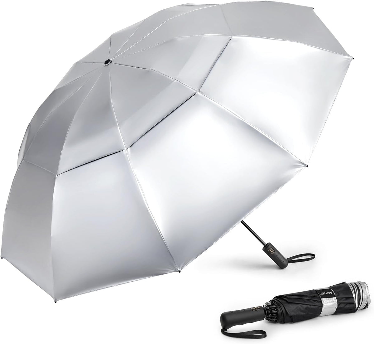 G4Free - G4Free 42/46/54/62 Inch 10 Ribs Windproof for Rain Double Canopy Auto Umbrella -NT24A453F