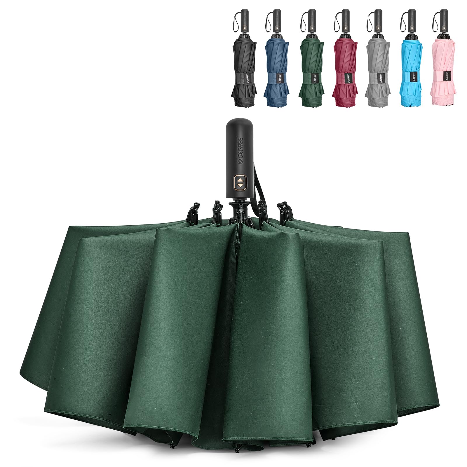 G4Free - G4Free 42/46/54/62 Inch 10 Ribs Windproof for Rain Double Canopy Auto Umbrella -NT24A453F