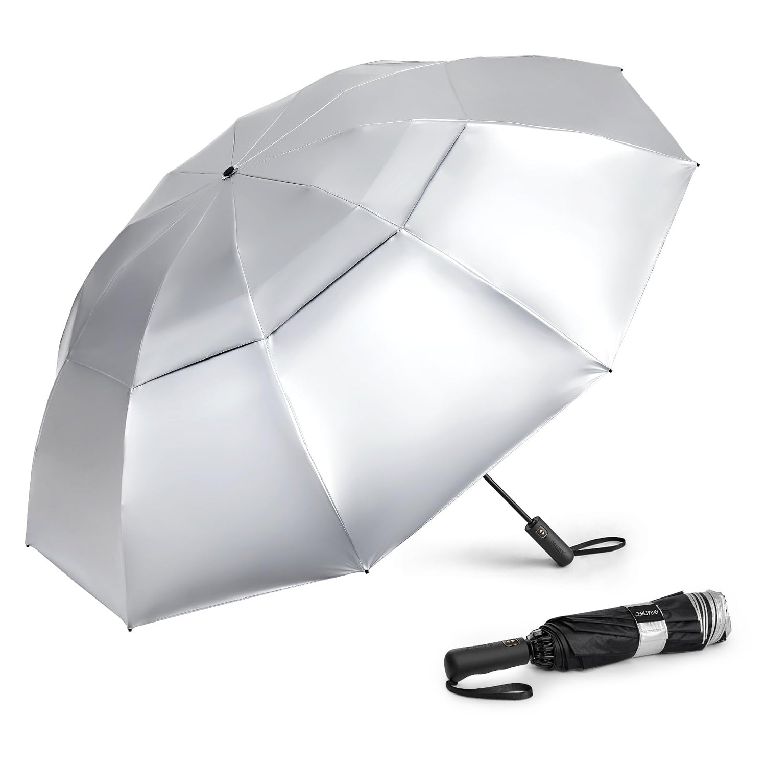 G4Free - G4Free 42/46/54/62 Inch 10 Ribs Windproof for Rain Double Canopy Auto Umbrella -NT24A453F