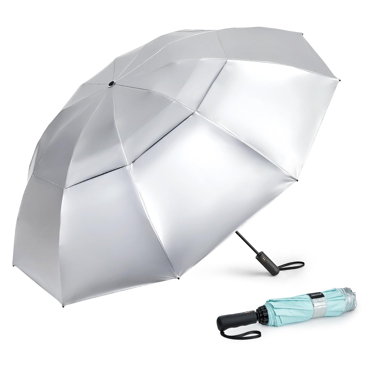 G4Free - G4Free 42/46/54/62 Inch 10 Ribs Windproof for Rain Double Canopy Auto Umbrella -NT24A453F