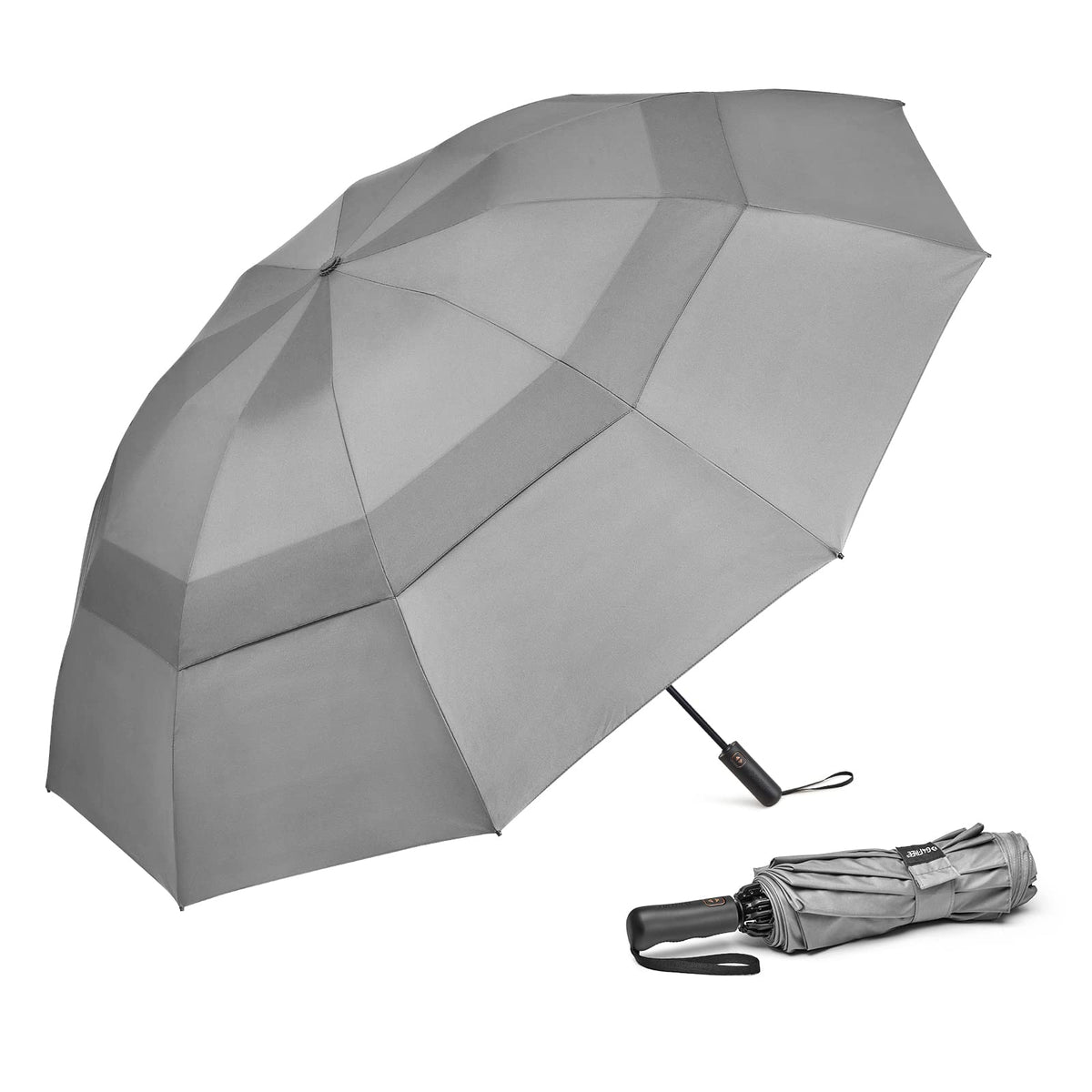 G4Free - G4Free 42/46/54/62 Inch 10 Ribs Windproof for Rain Double Canopy Auto Umbrella -NT24A453F
