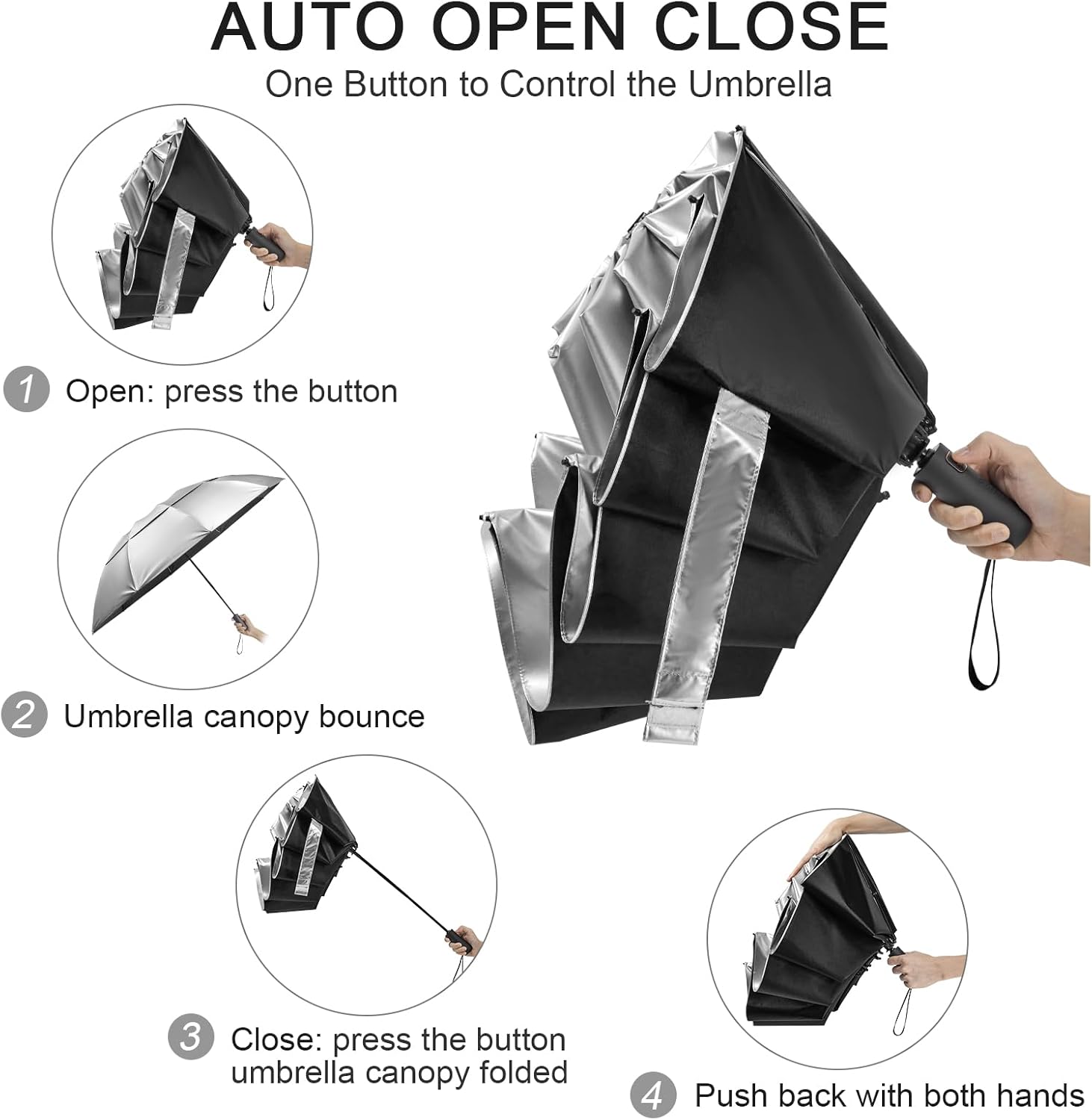 G4Free - G4Free 42/46/54/62 Inch 10 Ribs Windproof for Rain Double Canopy Auto Umbrella -NT24A453F-TN23A229F-TN23A230F-TN22A110F-NT24A453G