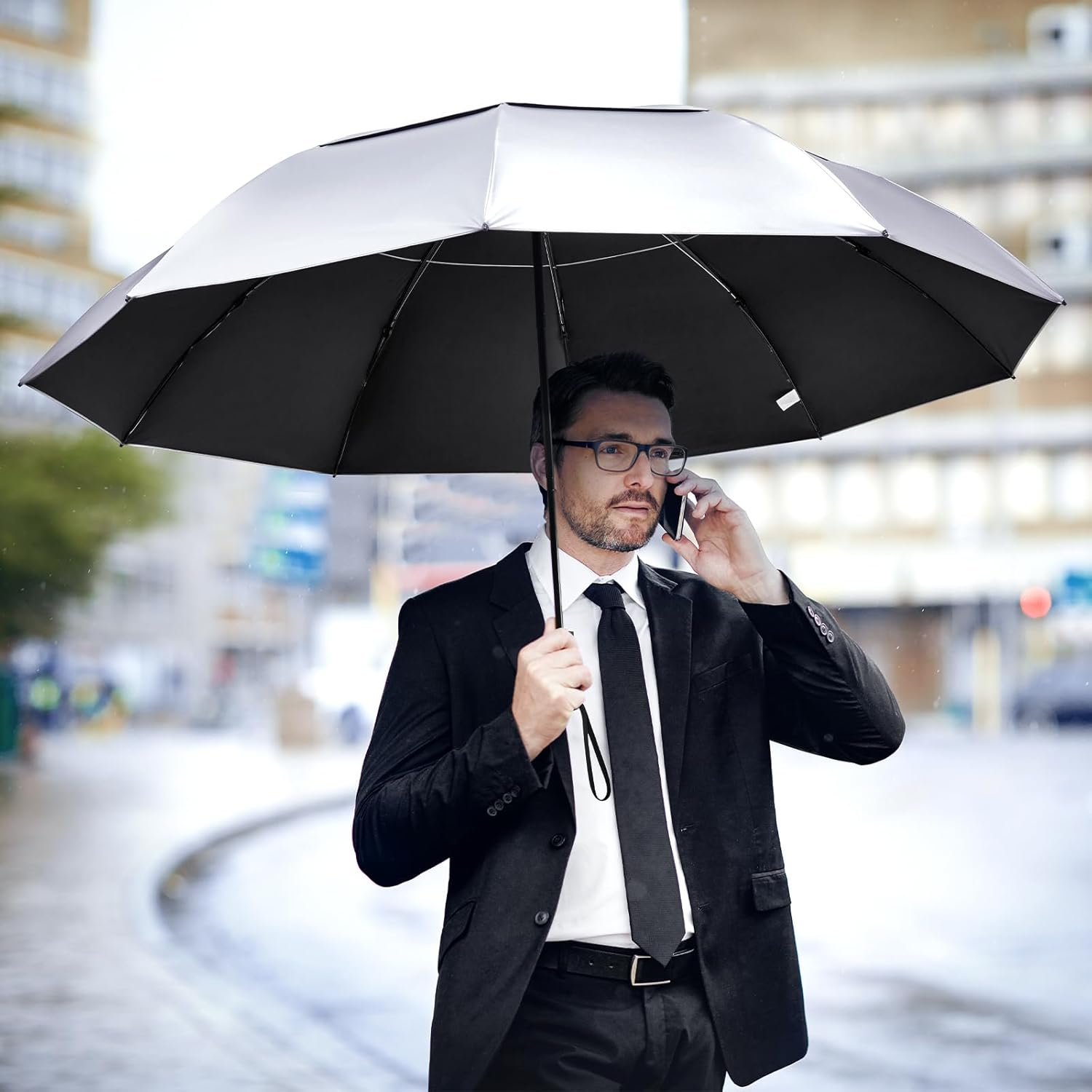 G4Free - G4Free 42/46/54/62 Inch 10 Ribs Windproof for Rain Double Canopy Auto Umbrella -NT24A453F-TN23A229F-TN23A230F-TN22A110F-NT24A453G