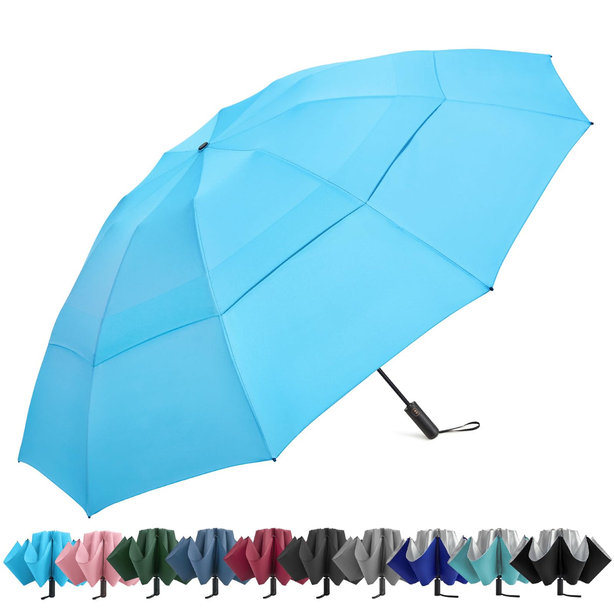 G4Free - G4Free 42/46/54/62 Inch 10 Ribs Windproof for Rain Double Canopy Auto Umbrella -NT24A453F-TN23A229F-TN23A230F-TN22A110F-NT24A453G