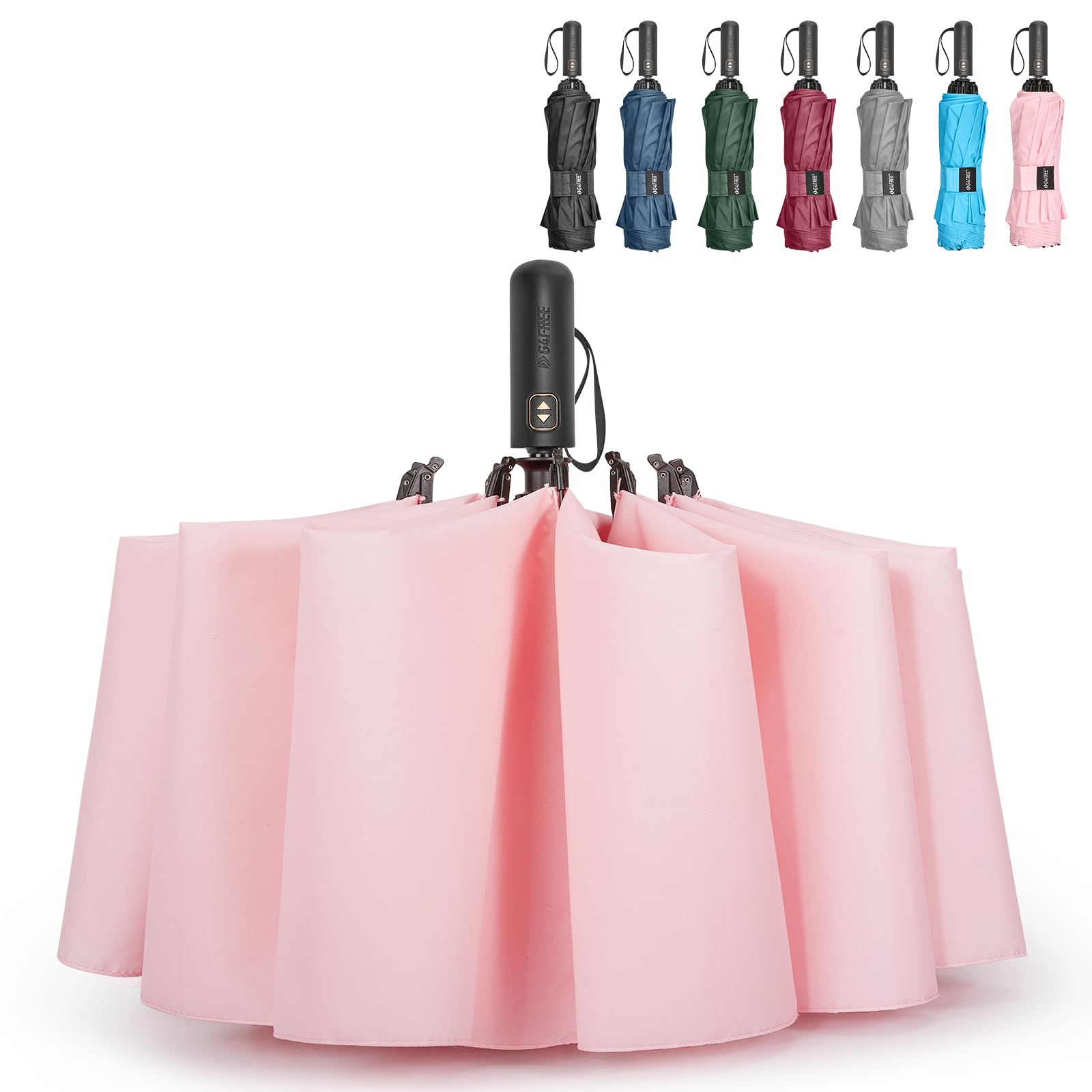 G4Free - G4Free 42/46/54/62 Inch 10 Ribs Windproof for Rain Double Canopy Auto Umbrella -TN23A229G