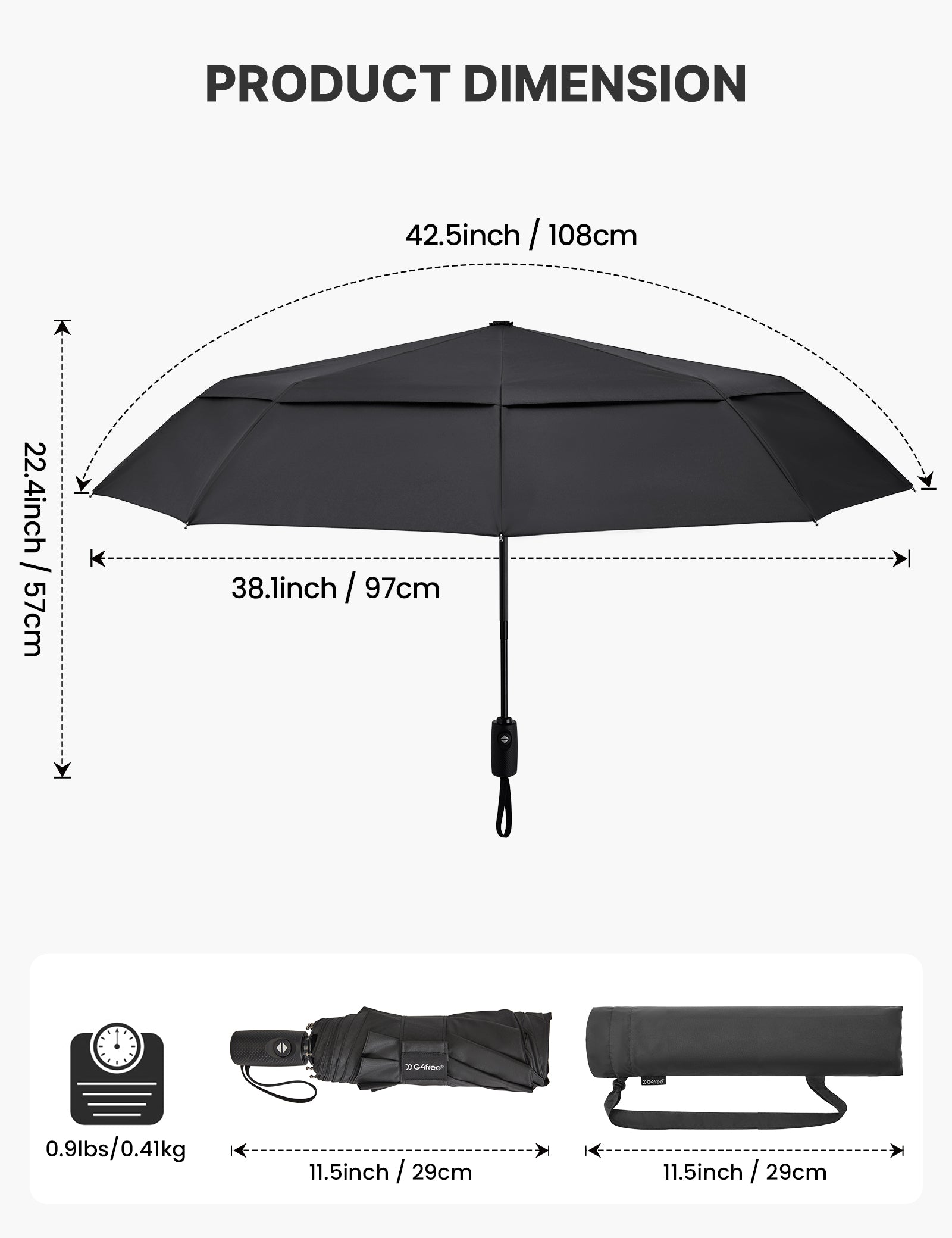 G4Free - G4Free 42 Inch Windproof Travel Umbrella -TN25A604A-TN25A604B-TN25A604C-TN25A604D