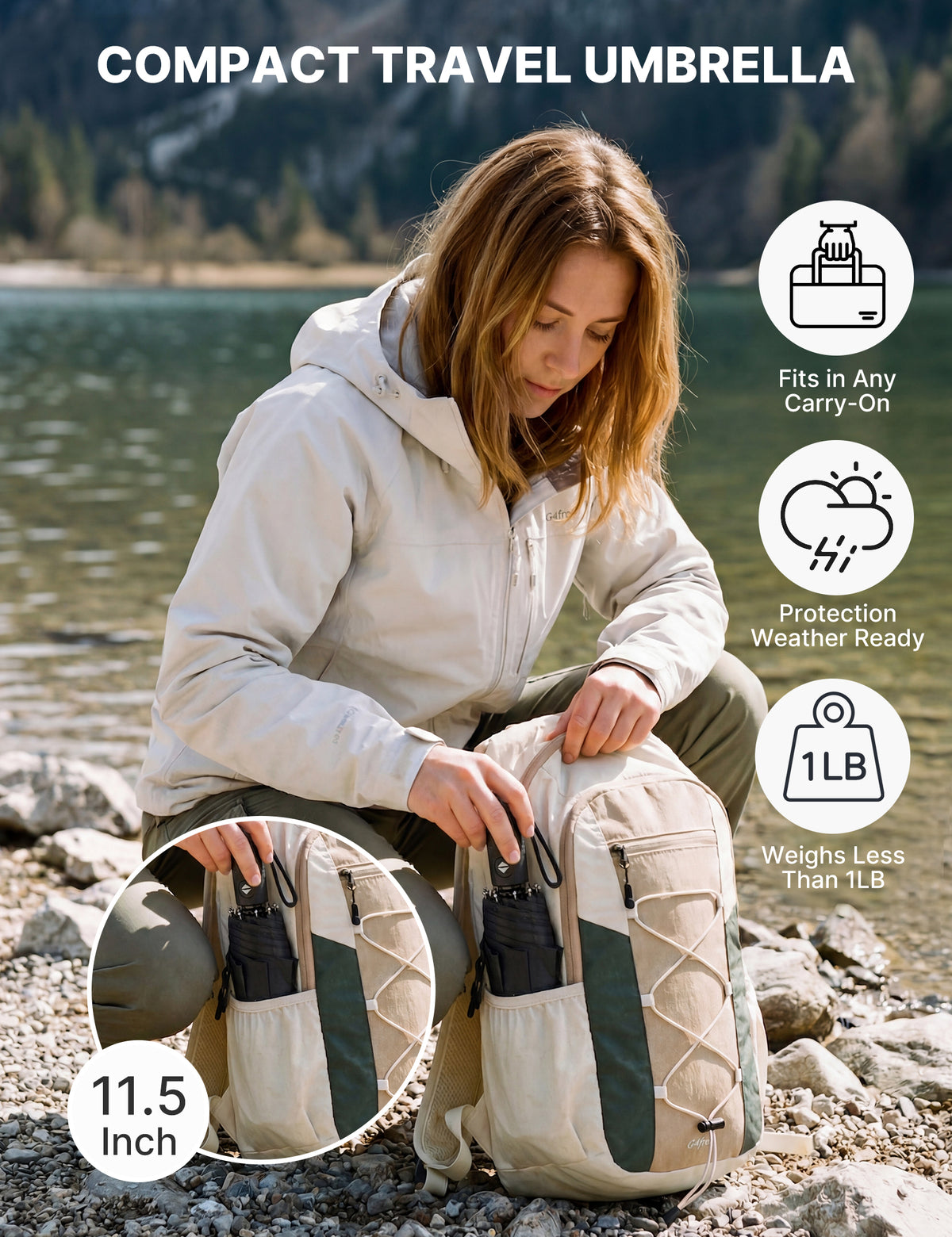 G4Free - G4Free 42 Inch Windproof Travel Umbrella -TN25A604A-TN25A604B-TN25A604C-TN25A604D