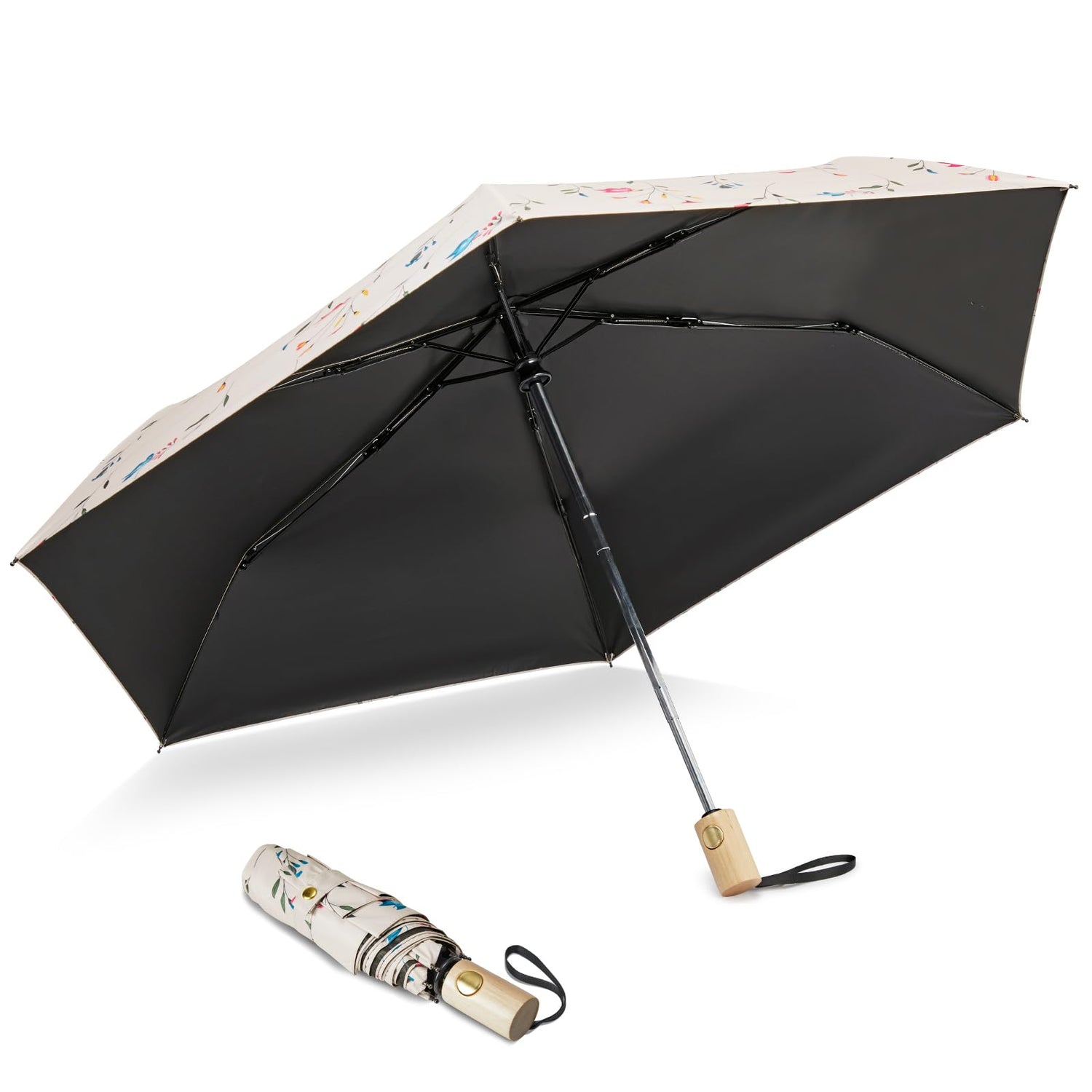 G4Free - G4Free 42Inch UPF 50+ UV Protection Wooden Handle Travel Umbrella -NT22A148I-NT22A148J-NT22A148B-NT22A148C-NT22A148F