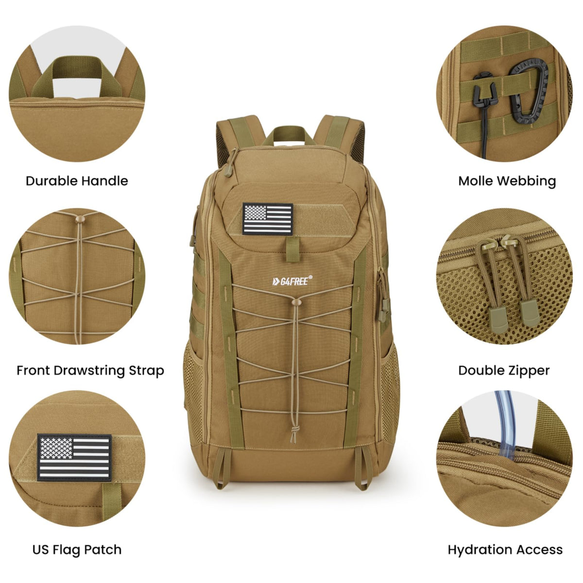 G4Free - G4Free 45L Military Tactical Backpack 3 Day Survival Molle Pack -TN23B193A-TN23B193C-TN23B193B