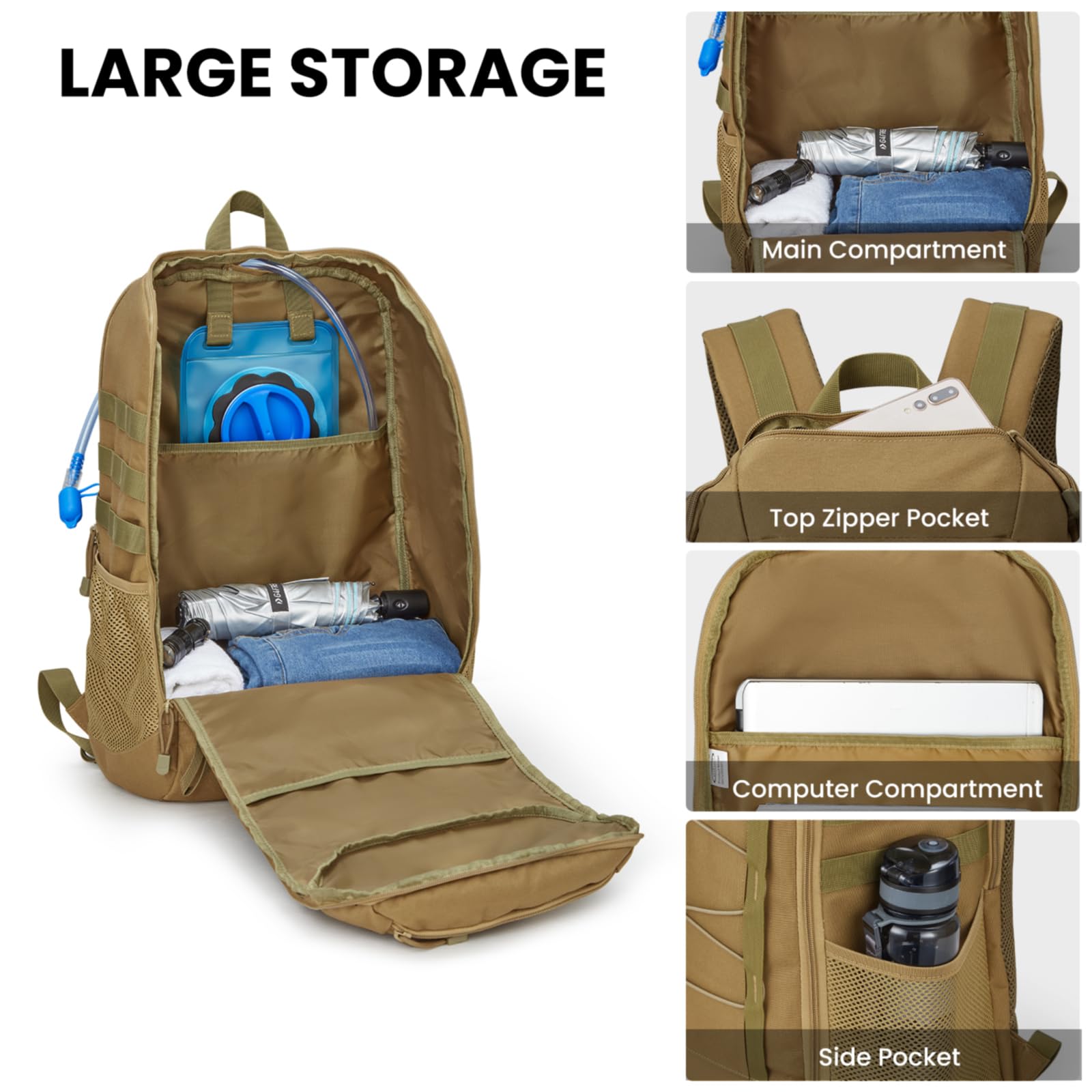 G4Free - G4Free 45L Military Tactical Backpack 3 Day Survival Molle Pack -TN23B193A-TN23B193C-TN23B193B