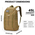 G4Free - G4Free 45L Military Tactical Backpack -TN23B193A-TN23B193C-TN23B193B