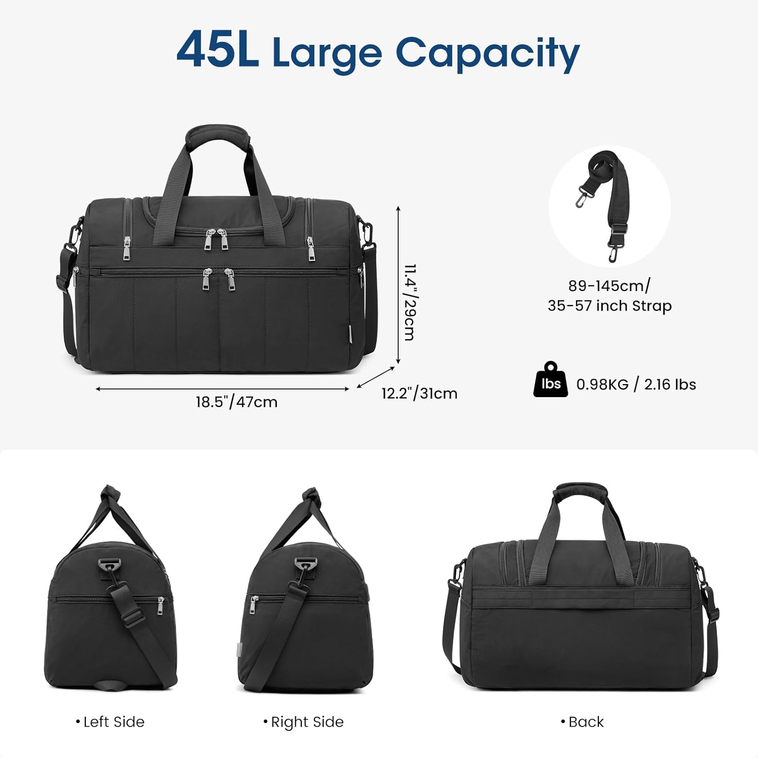 G4Free - G4Free 45L Travel Duffle Bag 3 in 1 Duffel Bags with Shoes Compartment Gym Backpack -TN25B573A-TN25B573C-TN25B573B