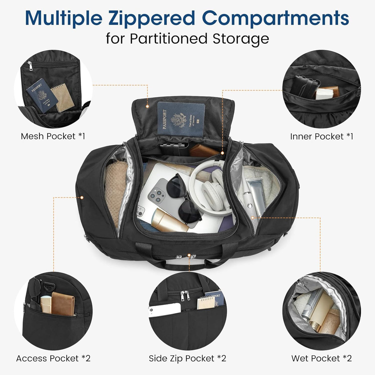 G4Free - G4Free 45L Travel Duffle Bag 3 in 1 Duffel Bags with Shoes Compartment Gym Backpack -TN25B573A-TN25B573C-TN25B573B