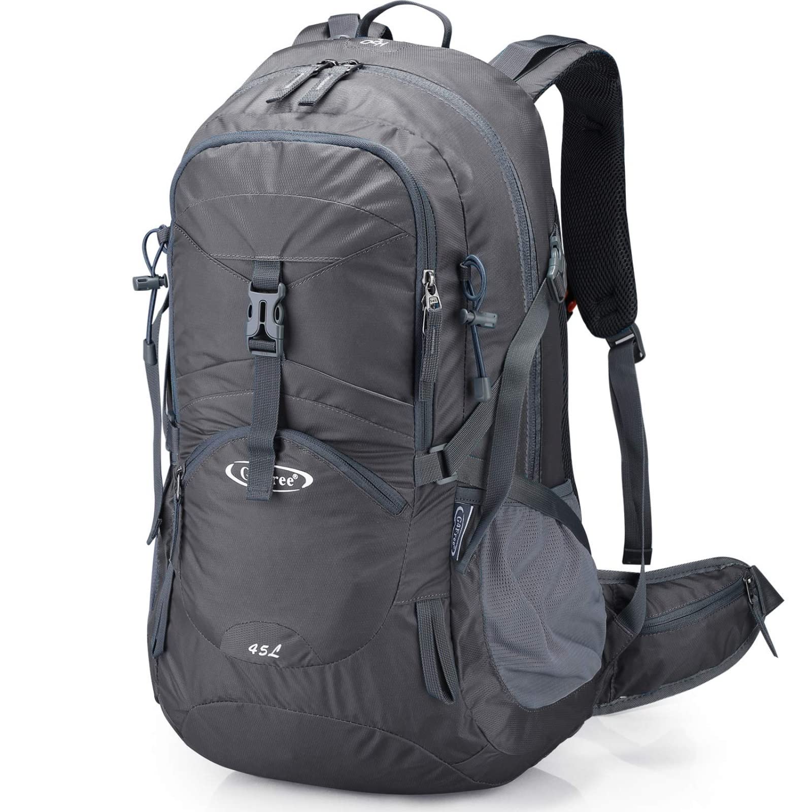 G4Free 45L Waterproof Hiking Travel Backpack with Rain Cover Grey Blue